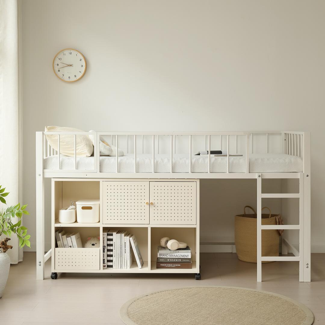 【S・高110CM】ロフトベッド下収納 ロフト ベッド 省スペース　WHITE