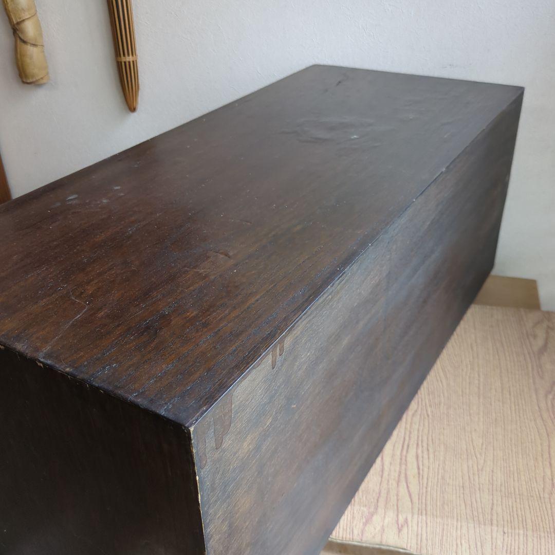 アンティーク 箪笥 李朝 棚 鍵付 飾り棚 金具 ローボード 木製