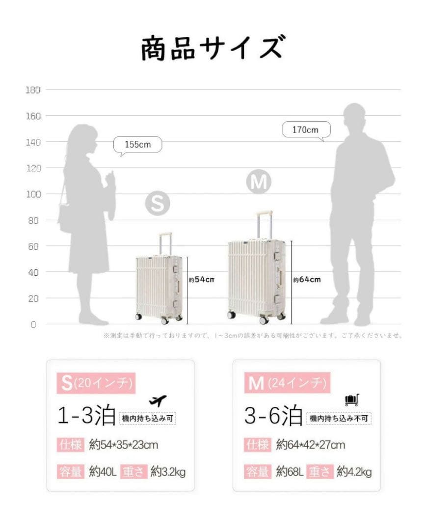 【新品未使用】 b4u スーツケース/キャリーケース ホワイト M