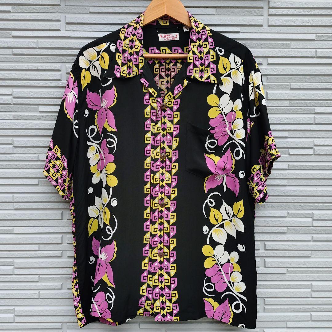 ✨️新品✨️SUN SURF ハワイアンシャツ✅️ブラック L‼️