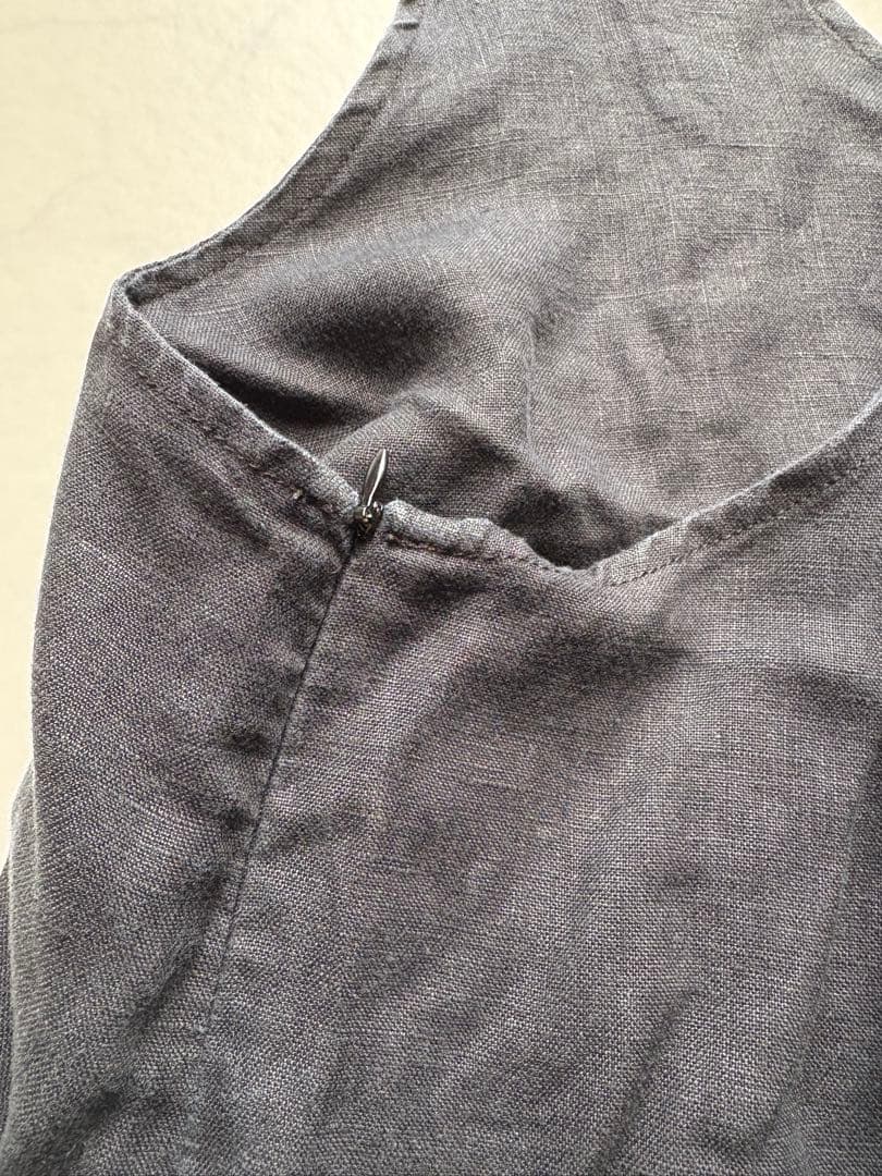 YARRA ヤラ　麻リネン100 サロペット　黒ブラック　バックシャン