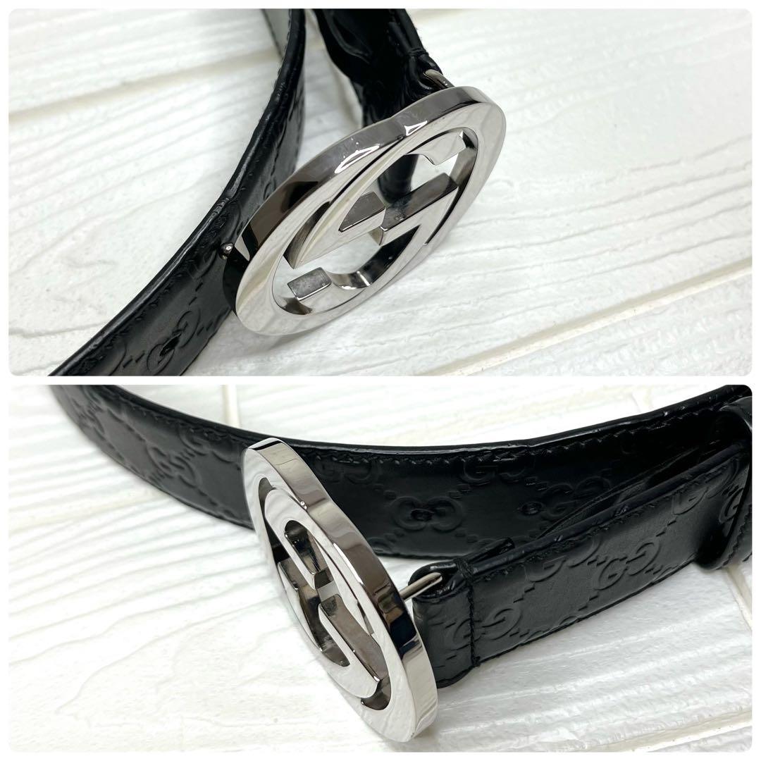 ✨極美品✨☘️GUCCI☘️✨ベルト✨GG柄✨シマレザー✨インターロッキング✨本革✨