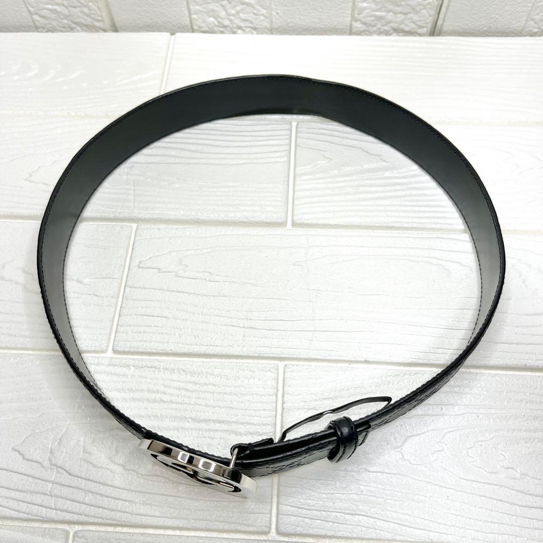 ✨極美品✨☘️GUCCI☘️✨ベルト✨GG柄✨シマレザー✨インターロッキング✨本革✨