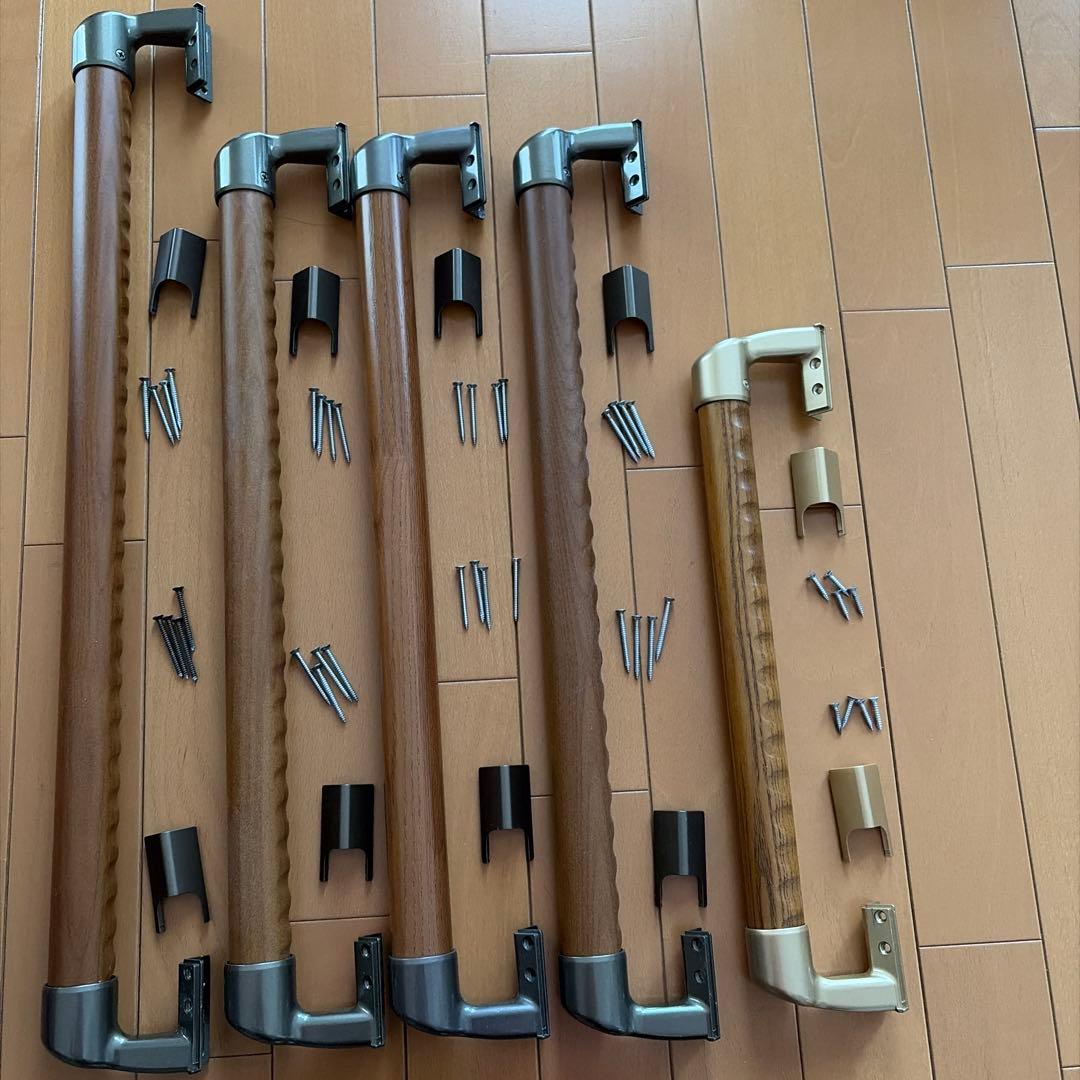 木製手すり ブラウン 5本セット　介護用