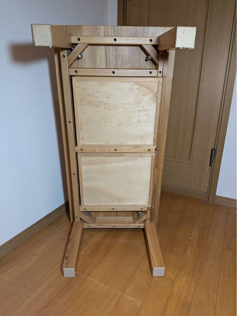 ■送料込■無印良品 木製ローテーブル 引出し センター机デスク タモ材天然木