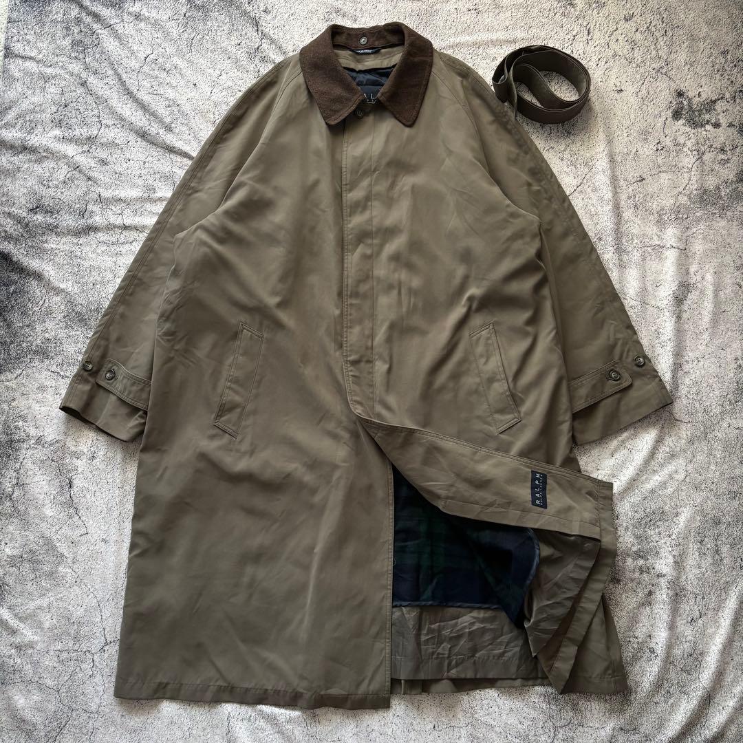 90s RalphLauren ステンカラーコート　希少サイズ　つけ襟　ライナー