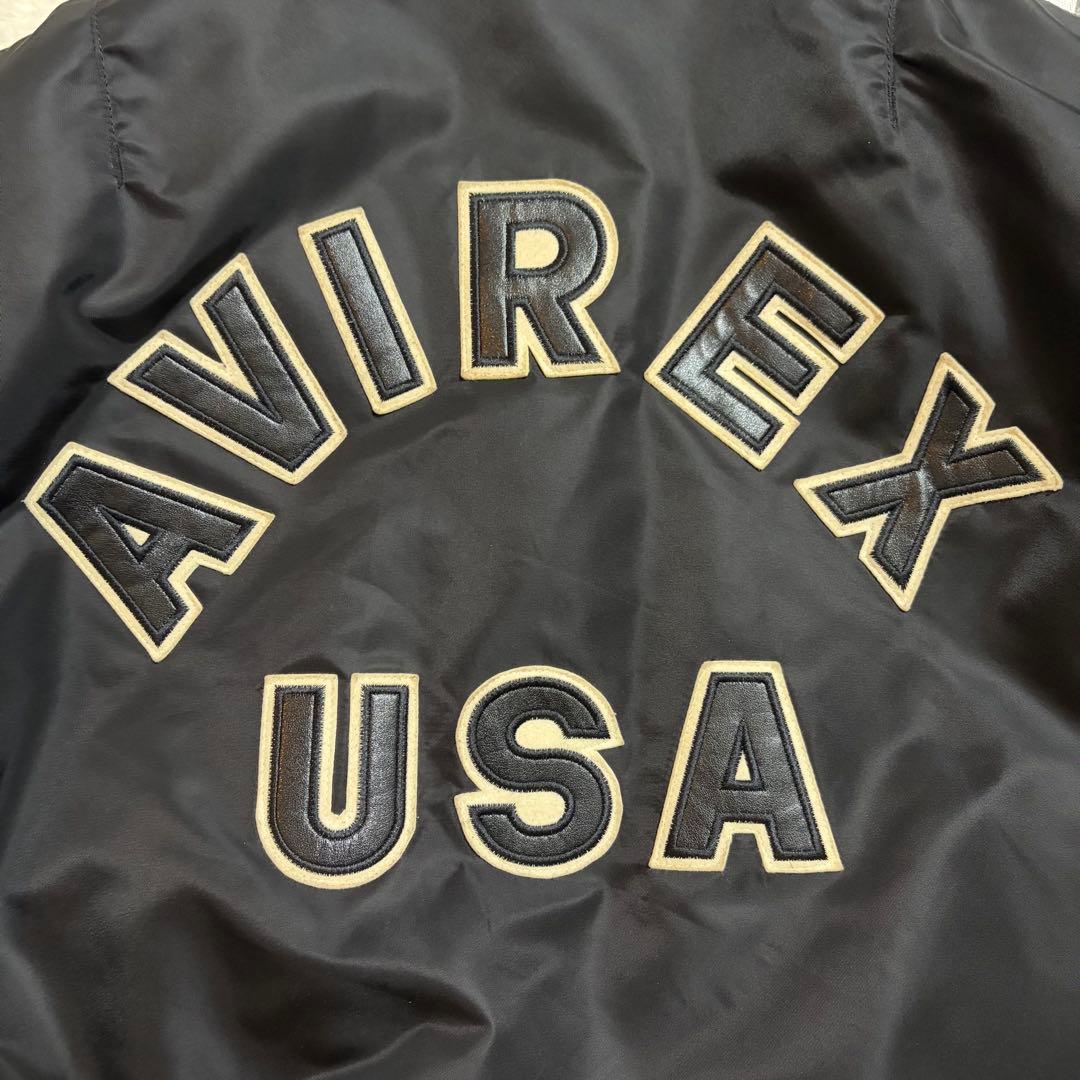XXL AVIREX ブラック MA-1 ボンバー　アーチロゴ　USA 背中