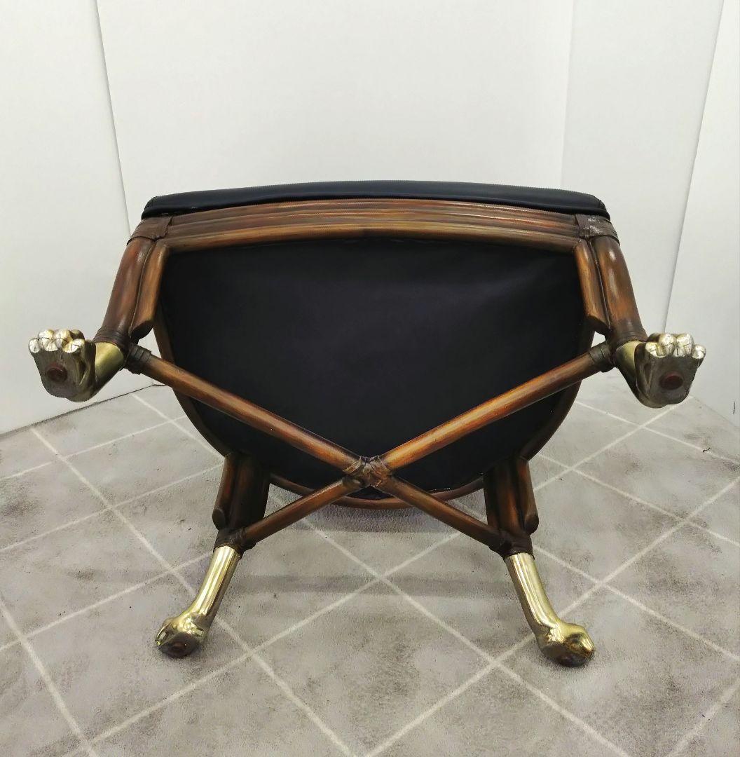 ヴィンテージ ブラックレザー 肘付きチェア アンティーク調チェア