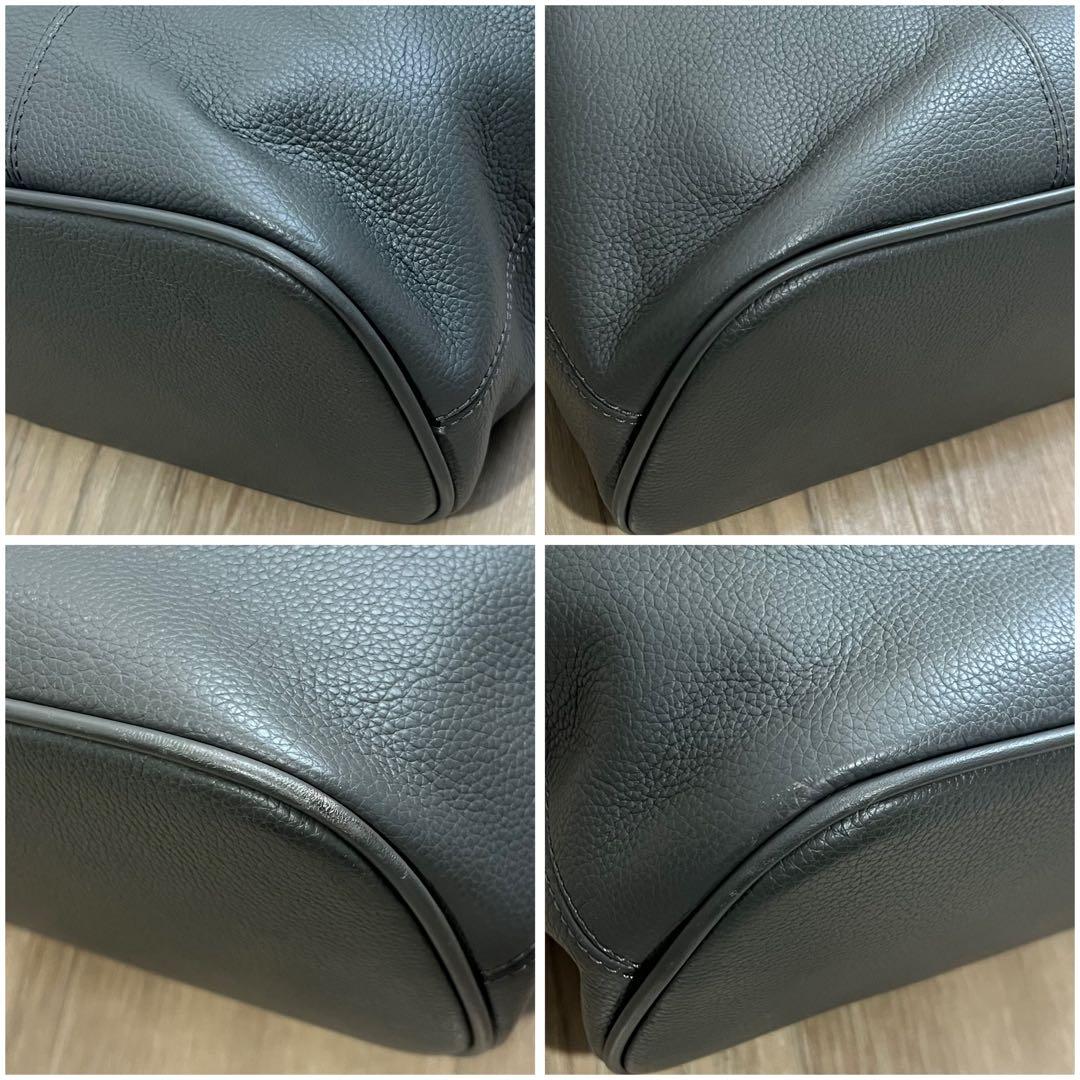 美品✨ コールハーン トライボロトート 2way 大容量　牛革　グレー