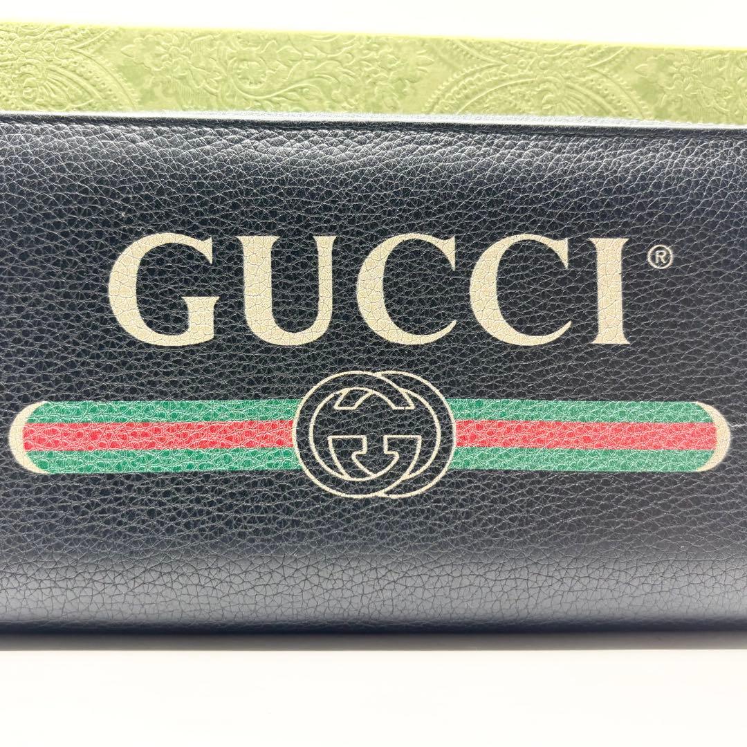 ✨極美品✨GUCCI 長財布　ヴィンテージロゴ　ラウンドファスナー　ブラック