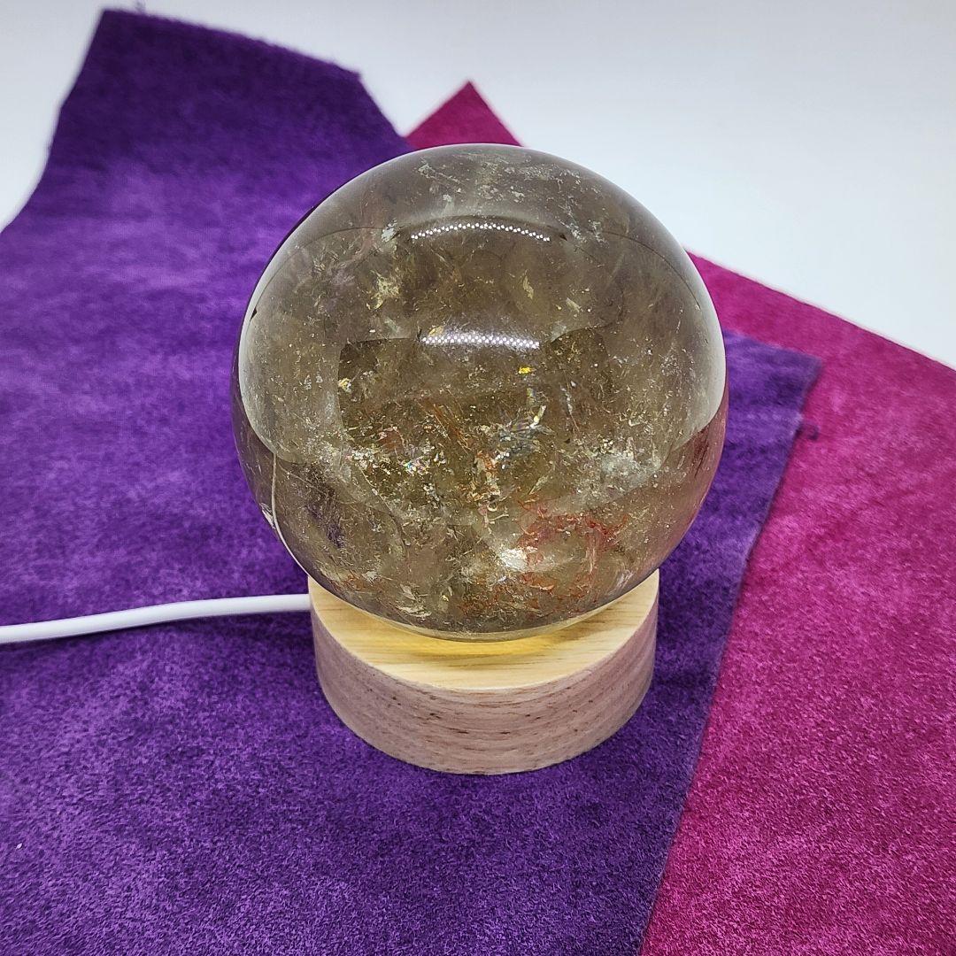 スモーキーシトリンスフィア千層入 虹入り