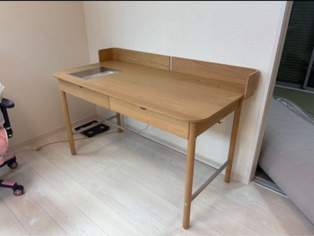 IKEA RIDSPÖ ナチュラルオークデザインデスク 140x70cm