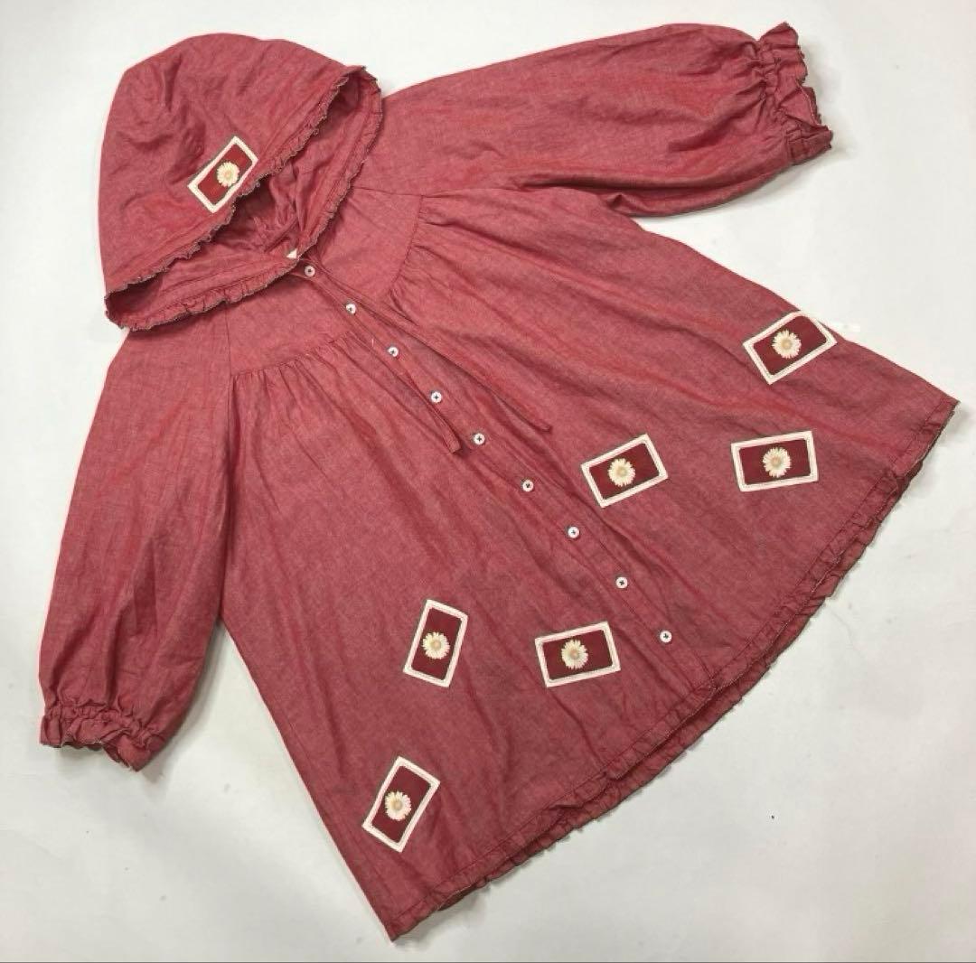 【試着のみ】ピンクハウス 赤ダンガリー ひな菊ワッペン使い ブラウス/2024年