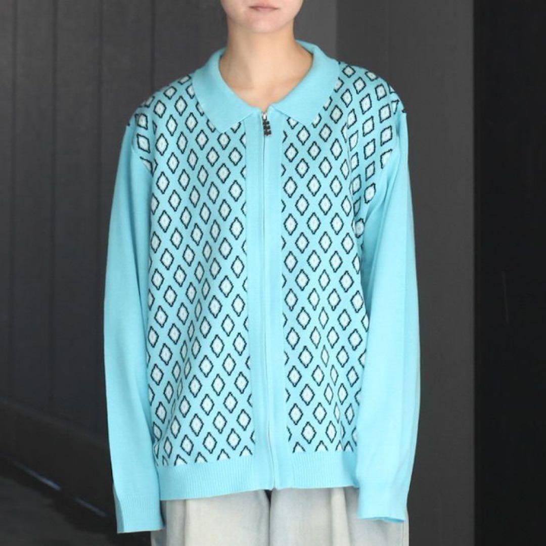 TTT_MSW 23SS Diamond Knit Polo Lサイズ　ブルー