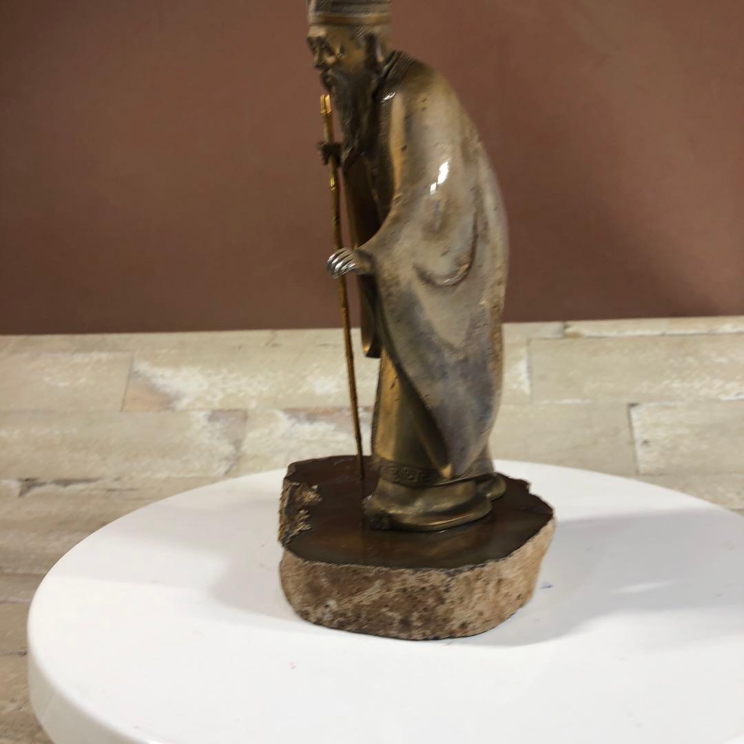 牧田秀雲作 七福神像 単品 純銀900 重量1.1kg 瑪瑙台座付き