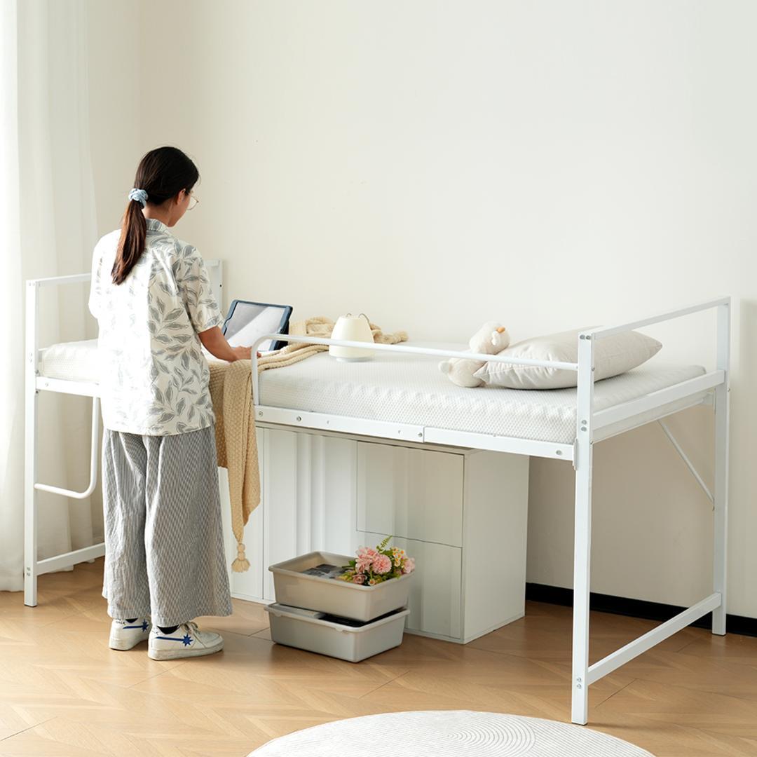 【お得SALE】ロフトベッド パイプベッド シングル 【高110cm】WHITE