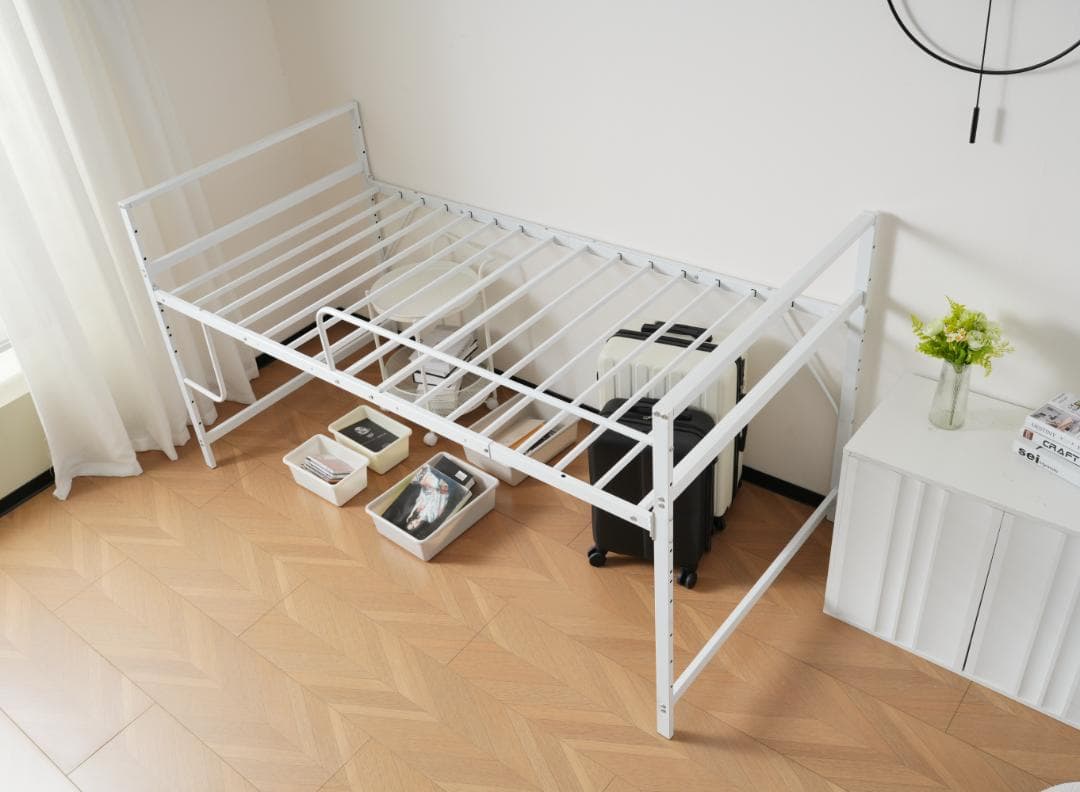 【お得SALE】ロフトベッド パイプベッド シングル 【高110cm】WHITE