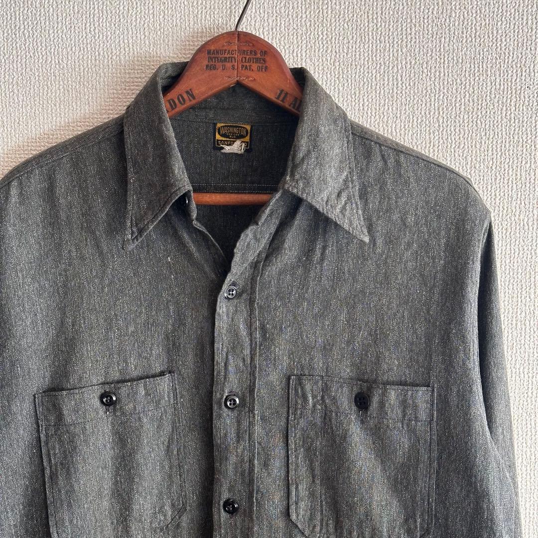 トップス ~60s \"DEE CEE\" black chambray shirt