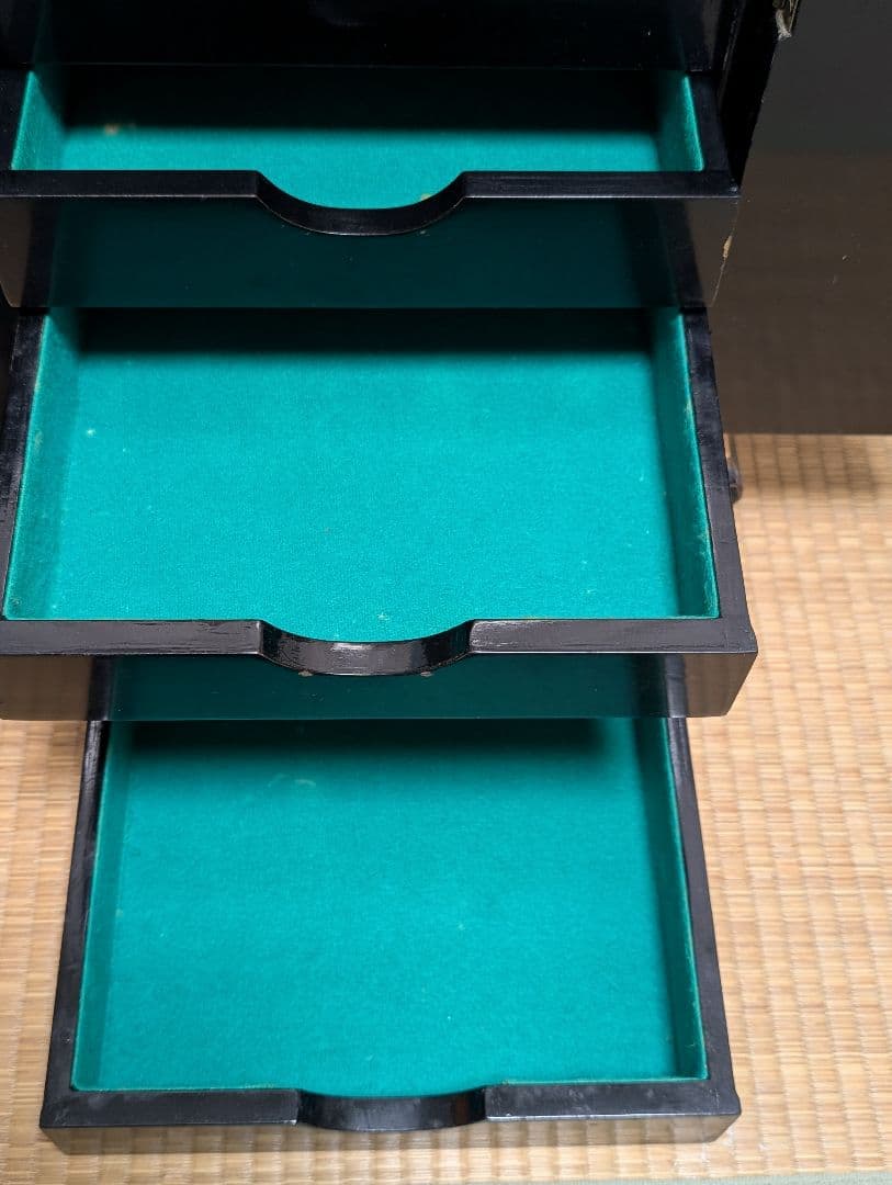 古家具 木製 小物入れ 収納 　　宝石箱 ミラ付 アンティーク