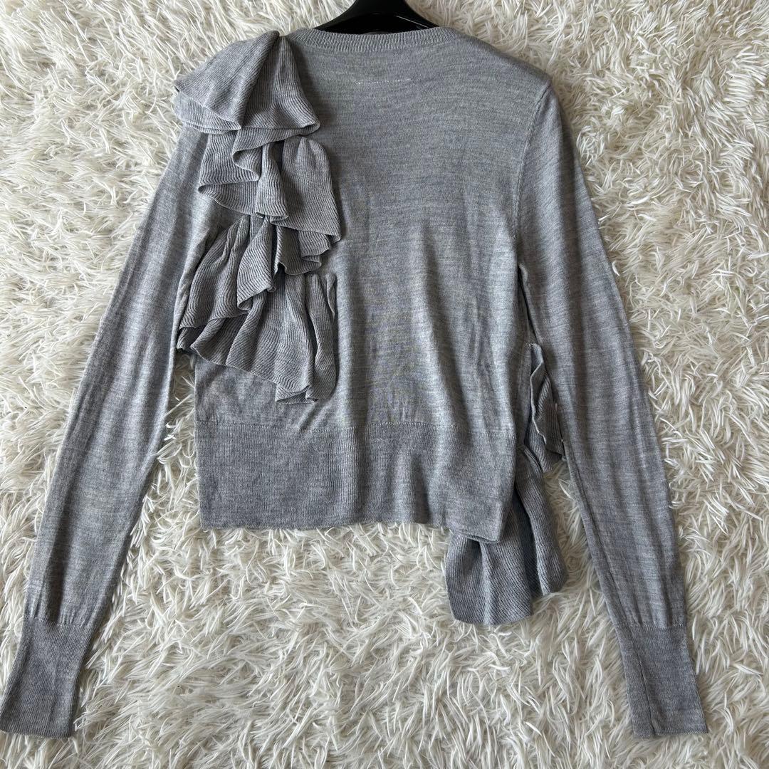 エムエムシックスメゾンマルジェラ MM6 アシンメトリーフリルニット　グレー　S