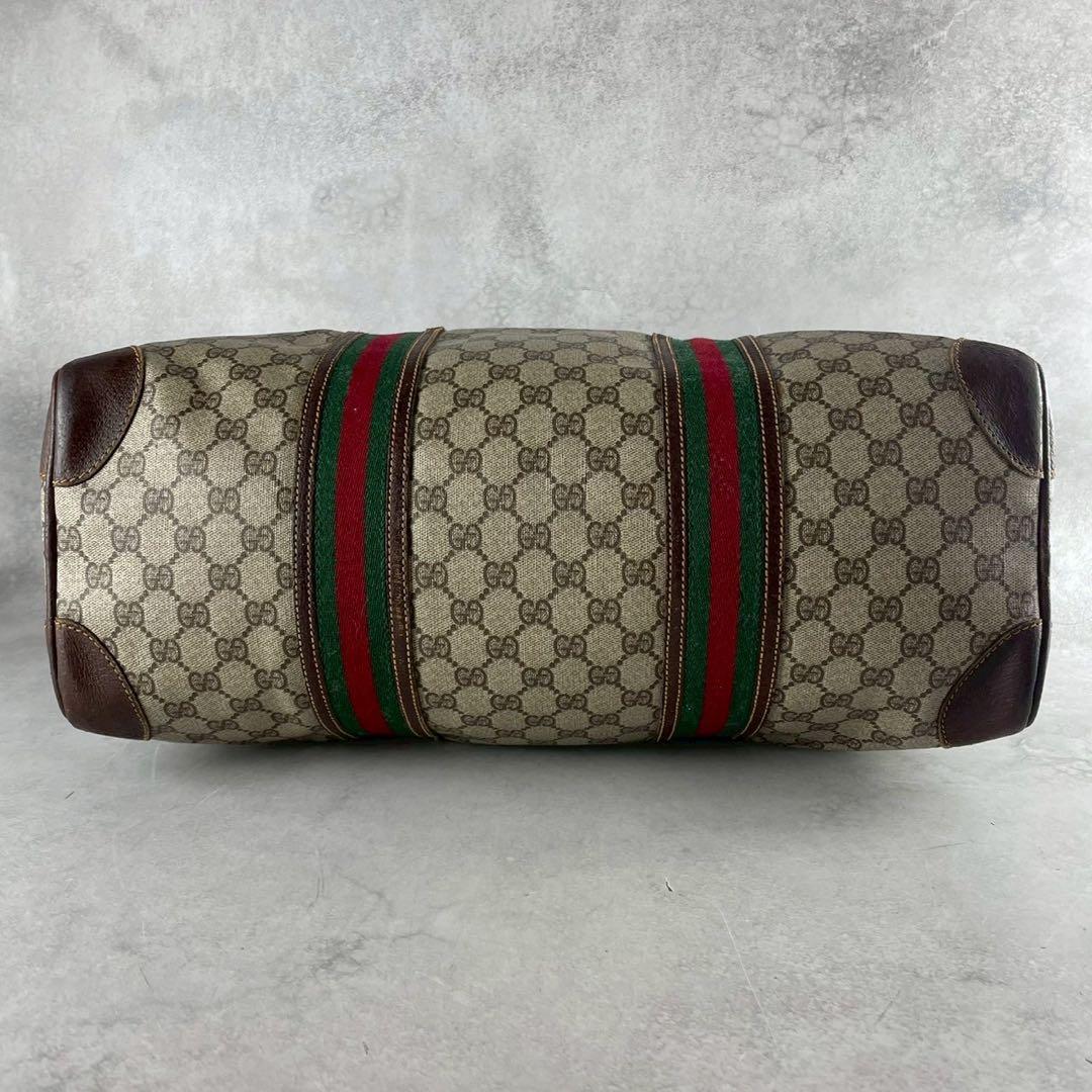美品✨GUCCI バンド ボストンバッグ gg シェリー PVC ベージュ大容量