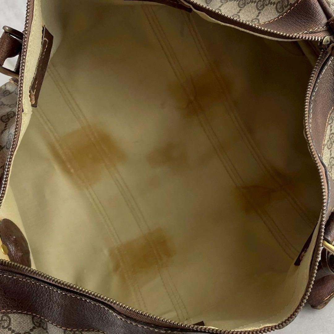 美品✨GUCCI バンド ボストンバッグ gg シェリー PVC ベージュ大容量
