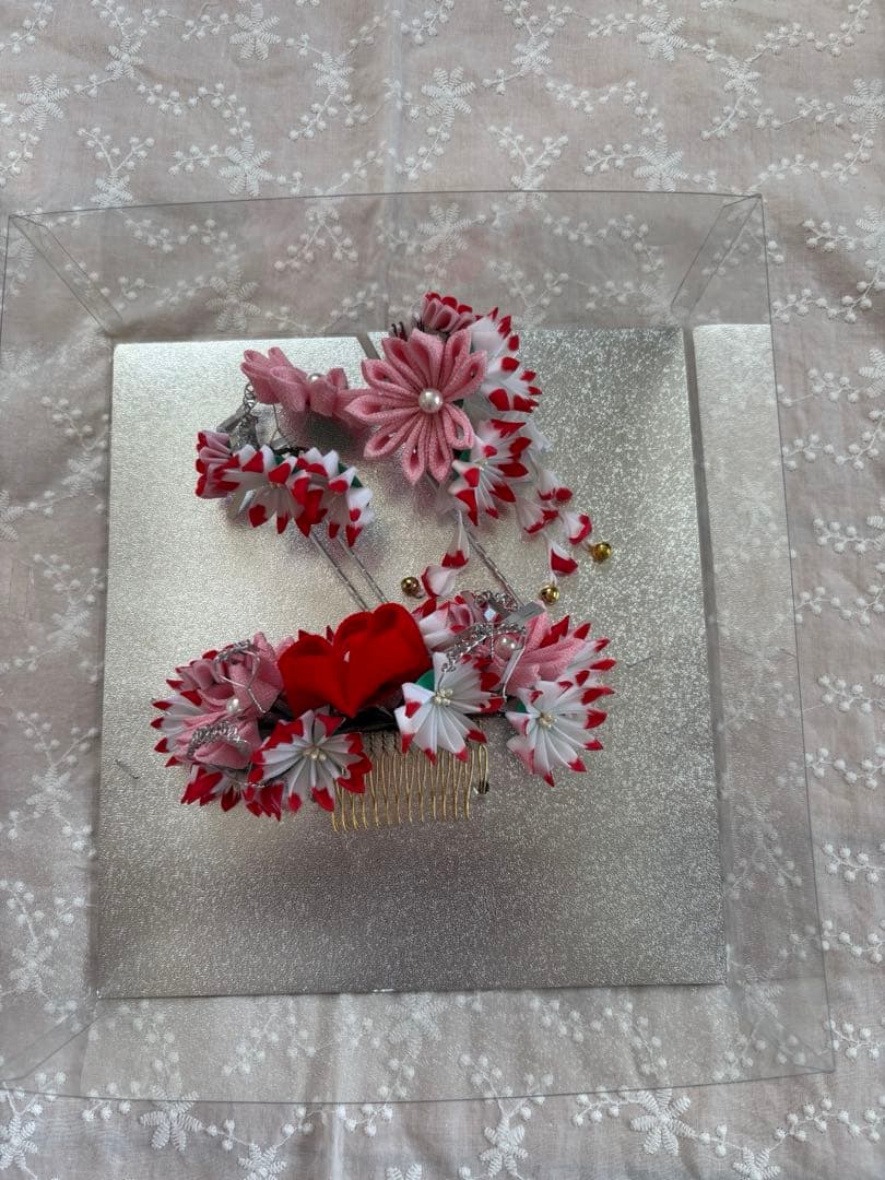 ♡式部浪漫　七五三　着物セット　七歳　赤とピンク 花柄♡