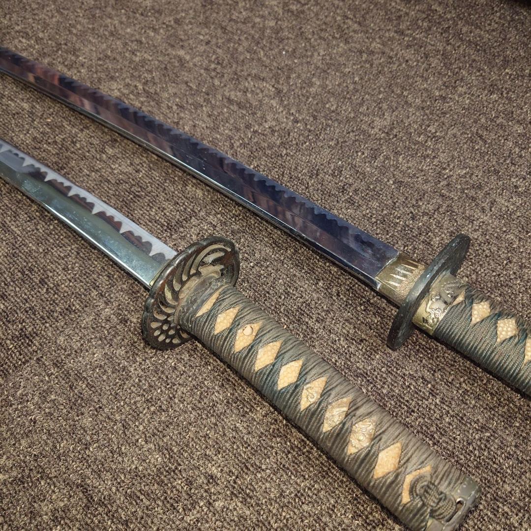 日本刀 鞘付き模造刀 大小2本セット 刀掛け鹿の角セット 観賞用