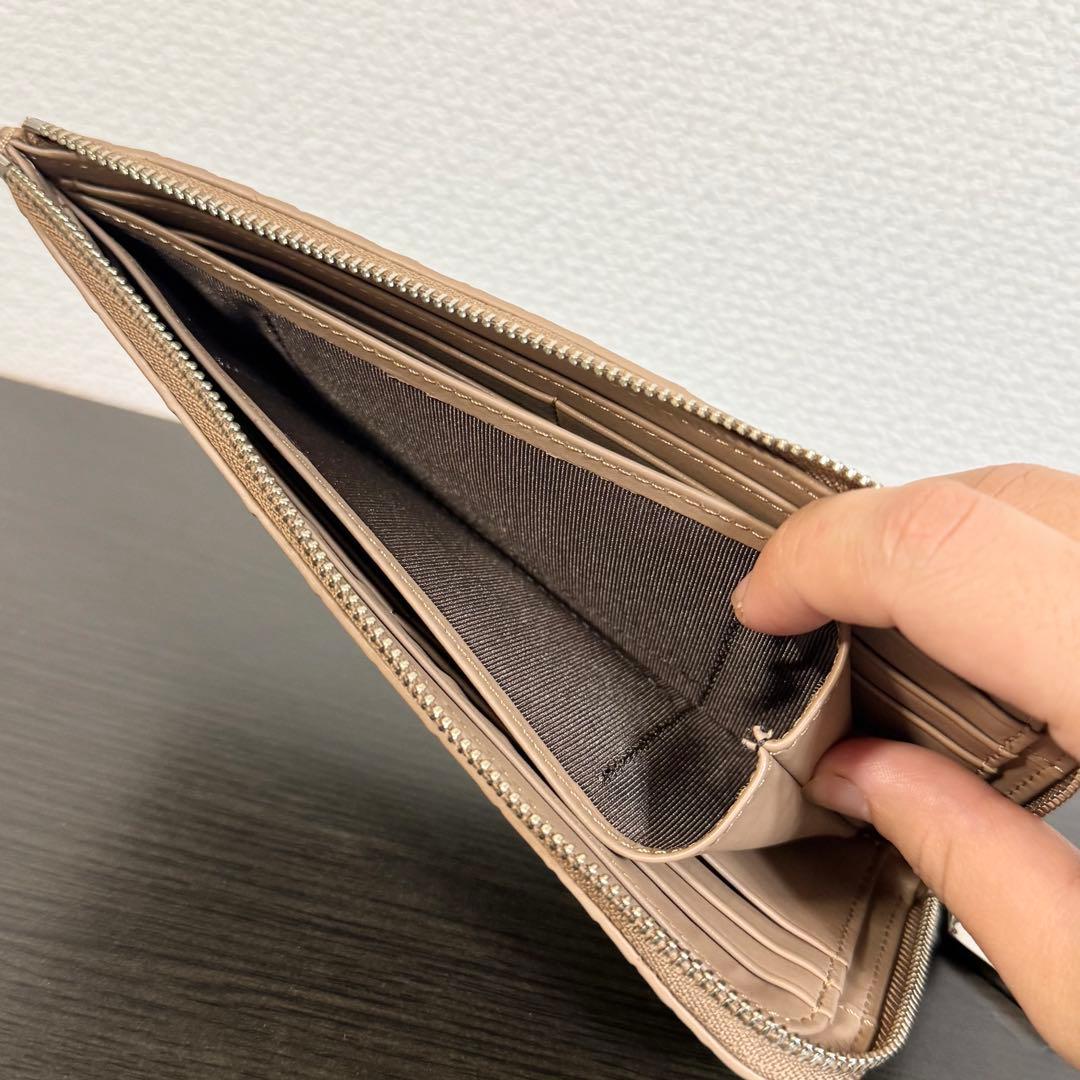 未使用品 本物 マット加工 クロコダイル本革 長財布 サンドベージュ L字