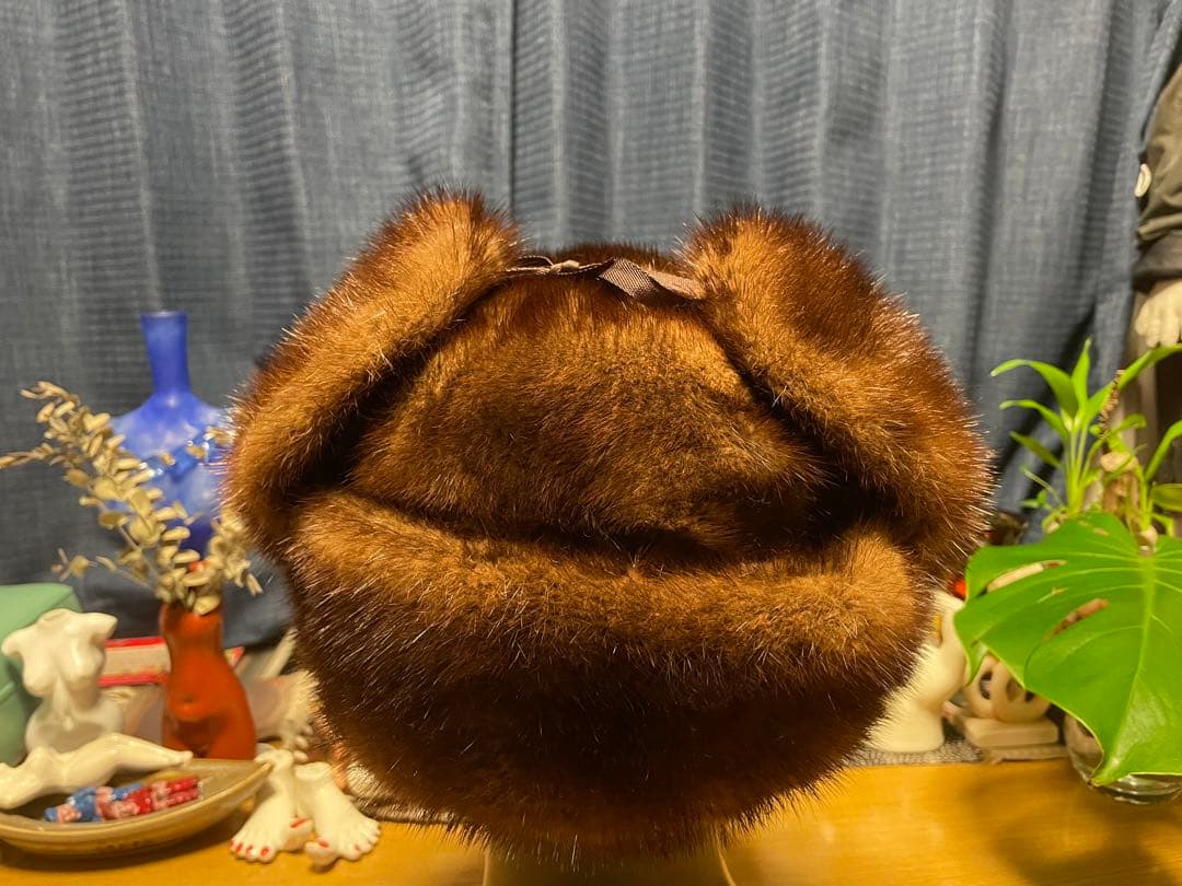 希少　古着　ロシア帽　ミンク　フライトキャップ　リアルファーvintage