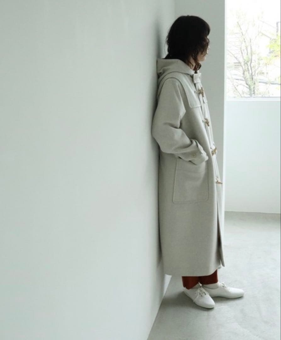 super100 Wool ロングダッフルコート(グレー)