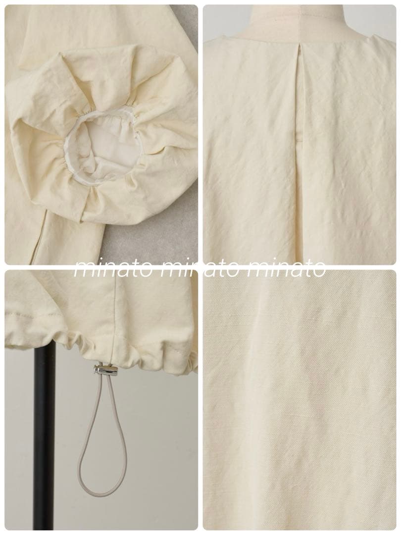 はるちゃんまま 新品タグ付 ビアズリー リネンポリバルーン袖コート