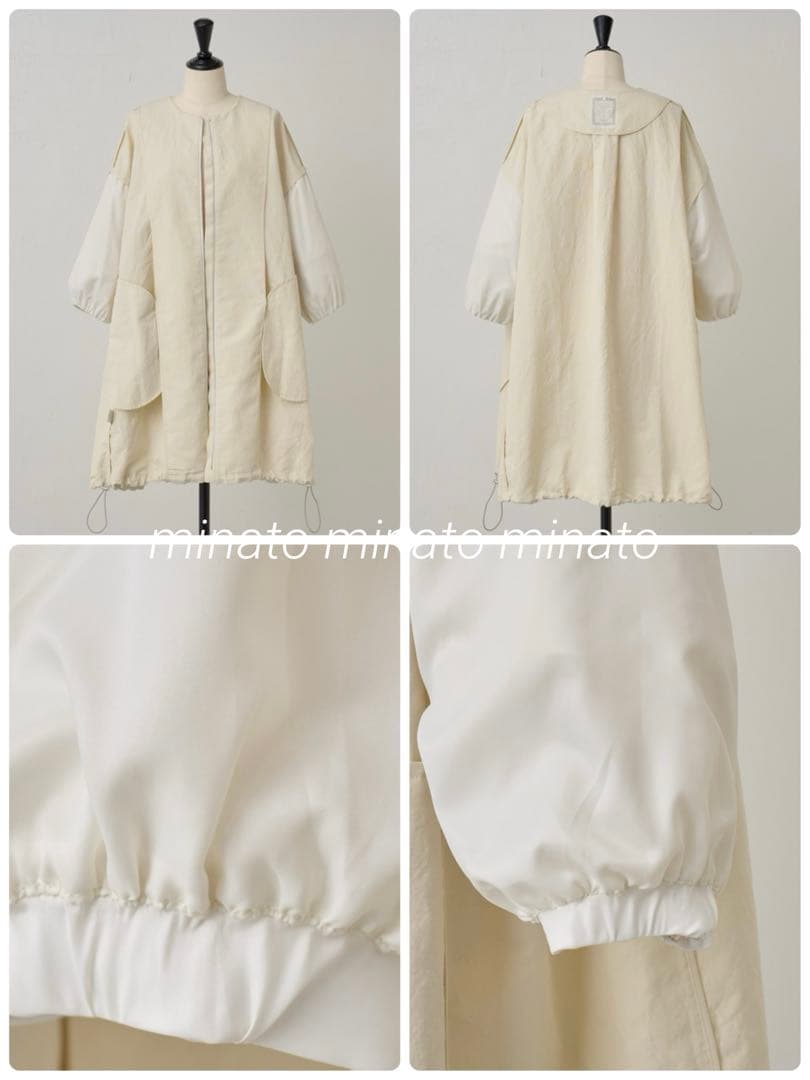 はるちゃんまま 新品タグ付 ビアズリー リネンポリバルーン袖コート