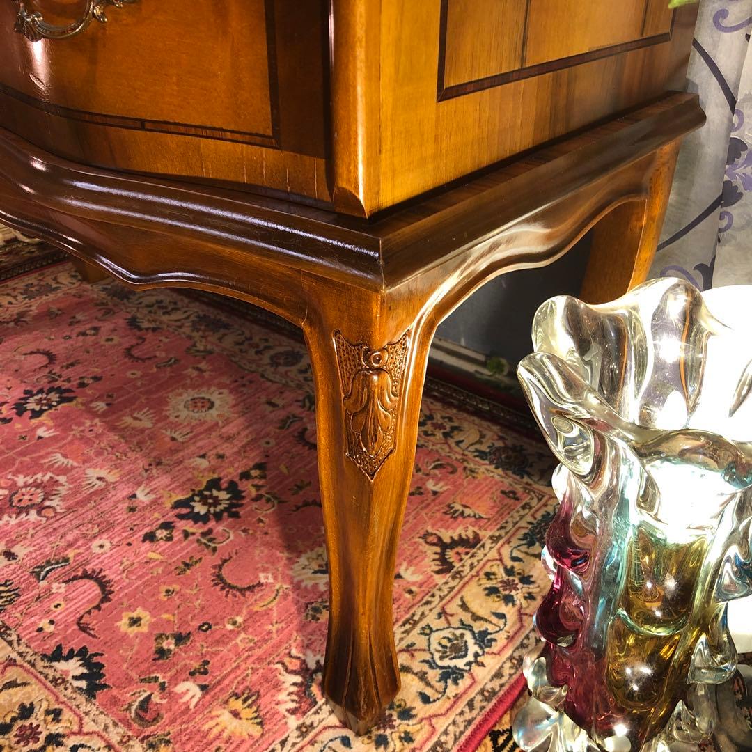 最終価格　イタリアン アンティークPT 象嵌　猫脚　３段DRキャビネット