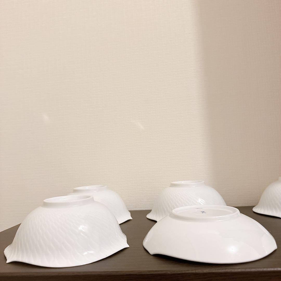 【5枚】マイセン 波の戯れ ホワイト ボウル　＋ソーサー1枚