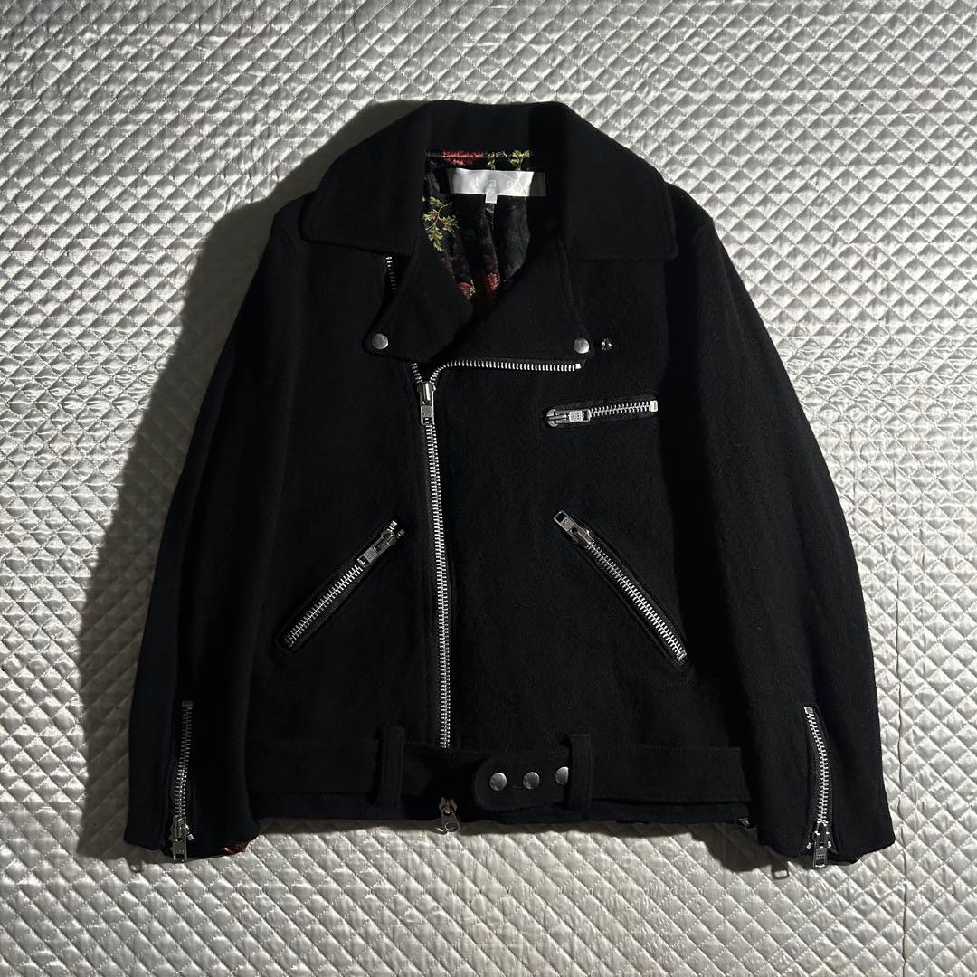 TAO COMME des GARCONS ウール縮絨ライダースジャケット 黒