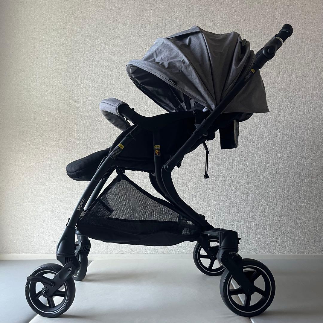 【極美品】pigeon　ランフィRBアップ　グレー　ベビーカー