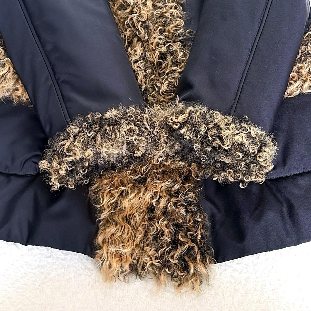 美品✨【バルマン】チベットラムファー シルク100% 中綿コート ブラック 38