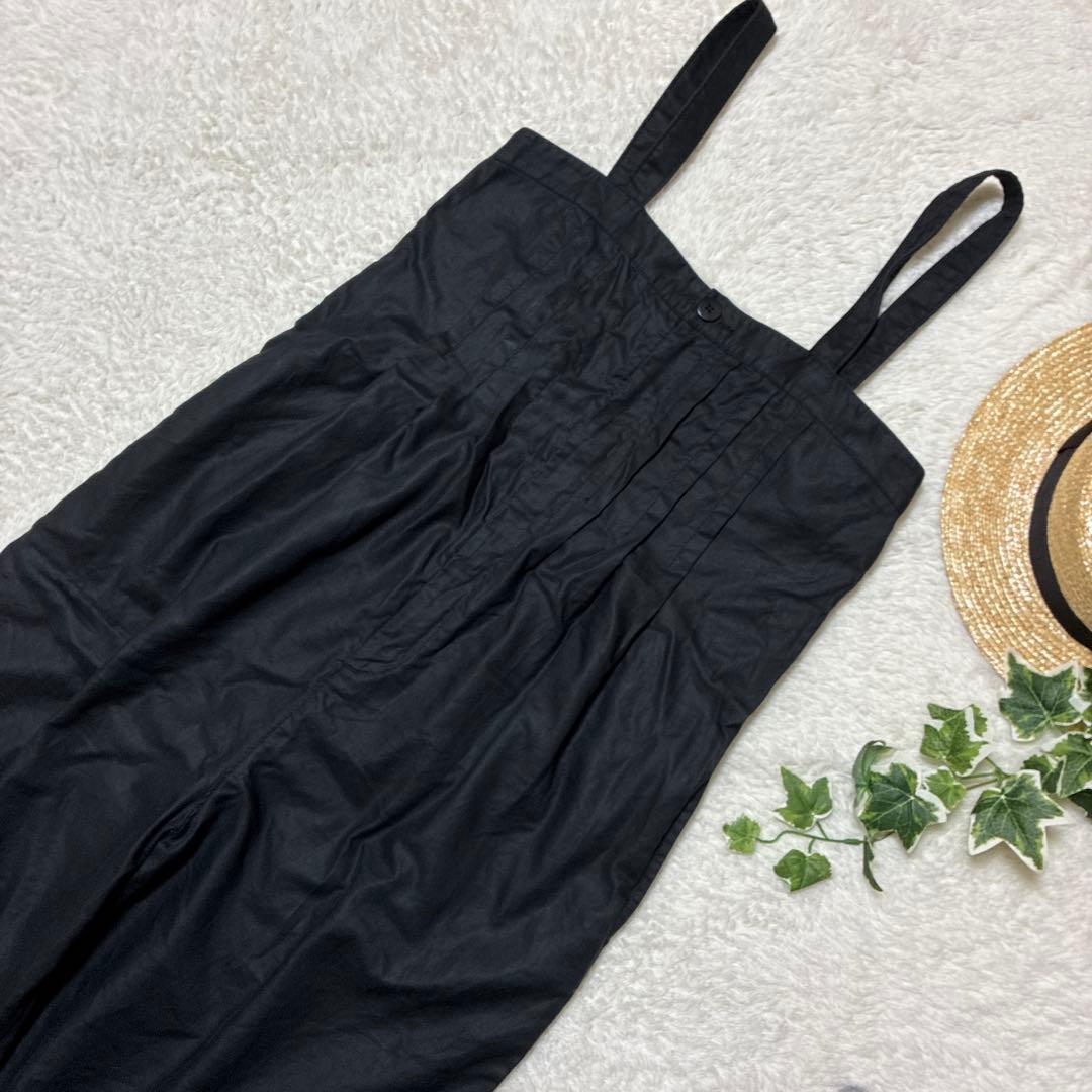 GRANDMA MAMA DAUGHTER リネン混　サロペット　ブラック