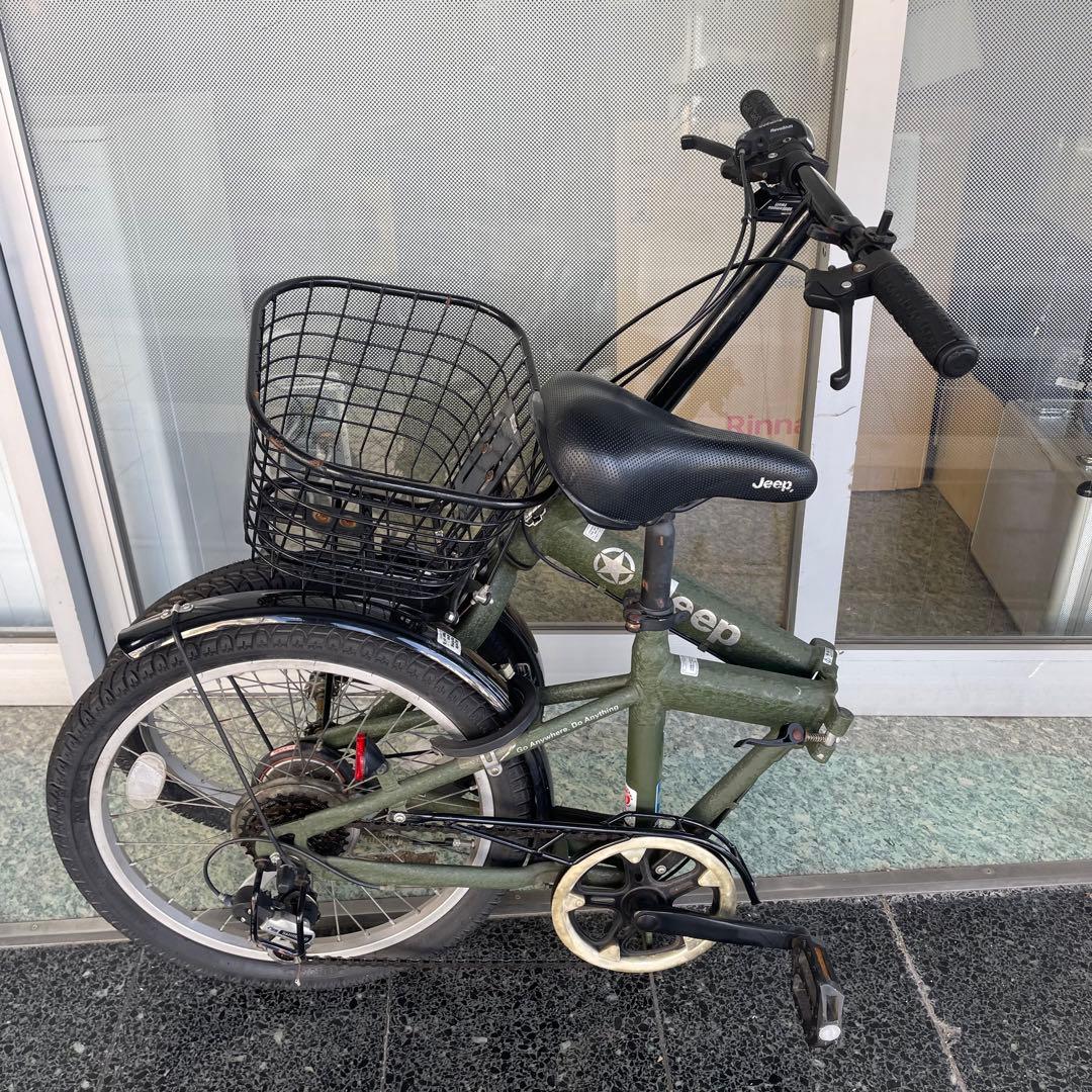 ミニベロ　Jeep ジープ　折りたたみ　自転車　JE-206G オリーブ色
