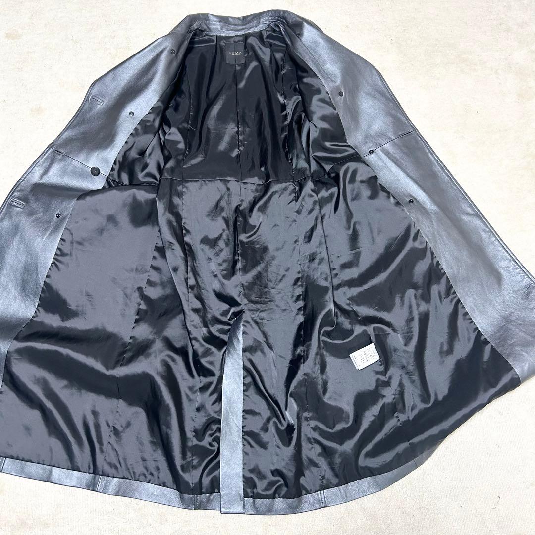 極美品　ダーマコレクション　レザートレンチコート　ラムレザー　メタリックシルバー