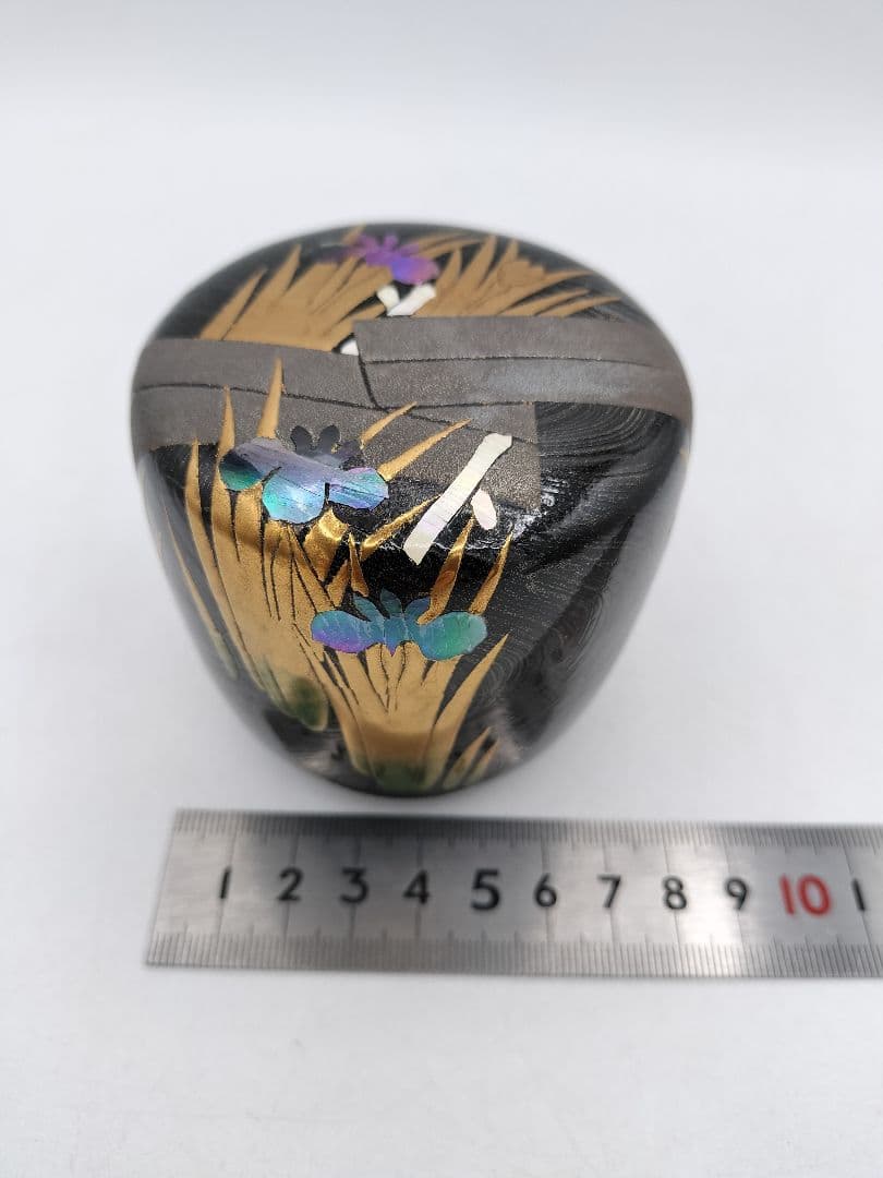 c857 大棗　八ツ橋蒔絵 堀之内宗完書付 加州 大井好雲斎造 木箱 茶道　古物