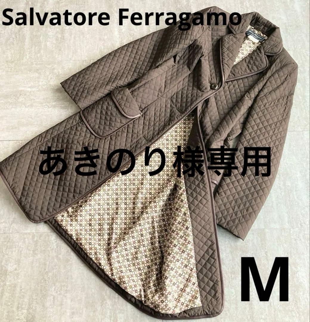 美品⭐️Salvatore Ferragamoキルティング　ロングコート　シルク