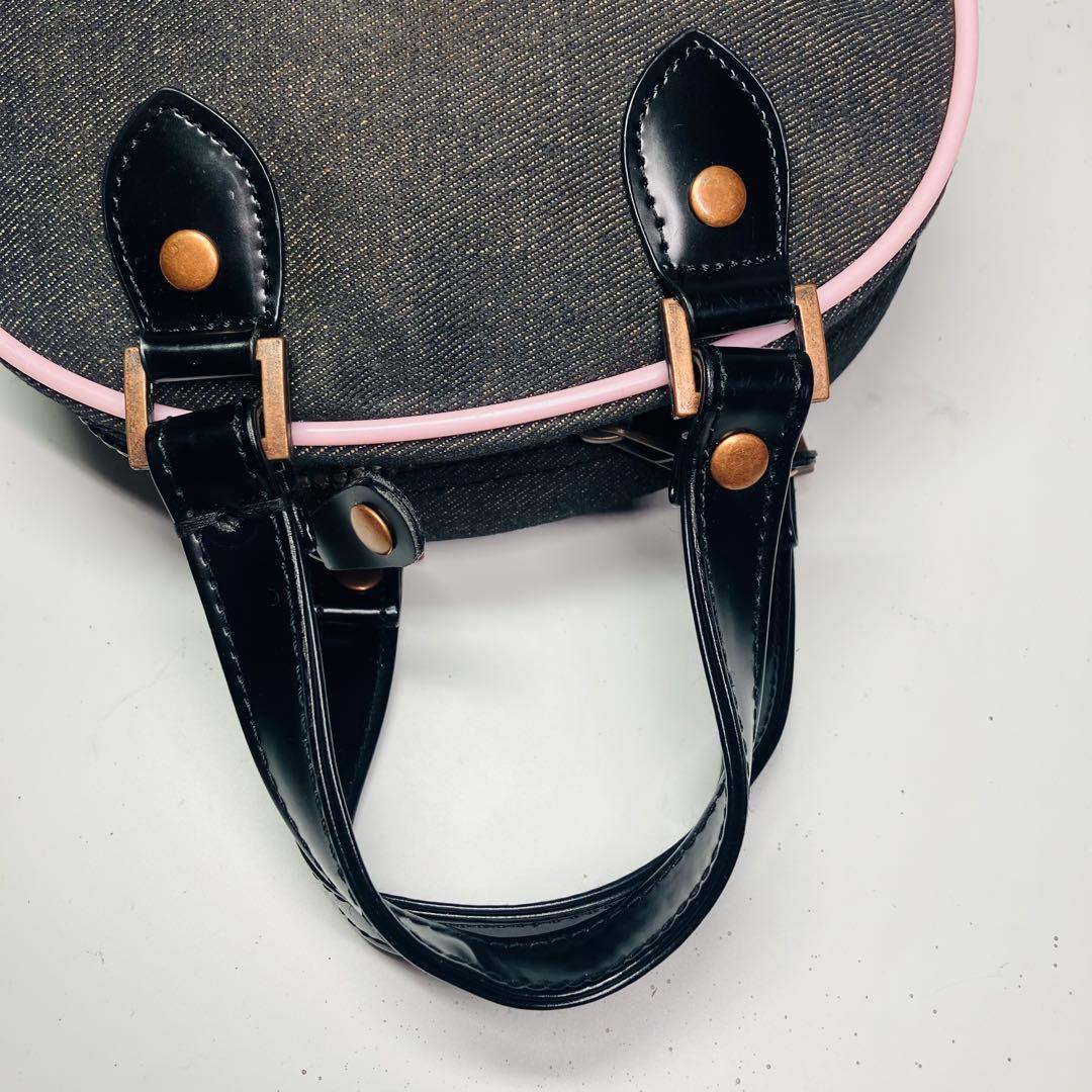 【美品】Von Dutch キャンバス　ミニボストンバッグ ブラック　ピンク