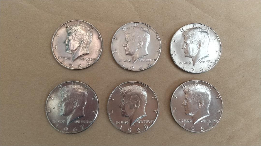 ケネディハーフダラー銀貨×6枚 1964年～1969年➁