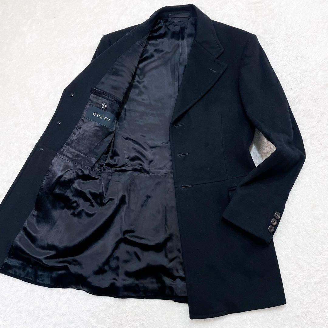 極美品 GUCCI グッチ 希少 トムフォード期 チェスターコート ブラック