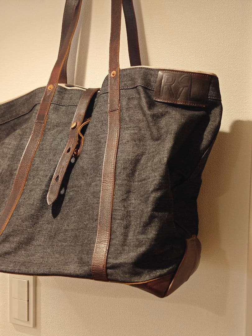 RRL ダブルアールエル　レザートリム デニム トート ダークブラウン