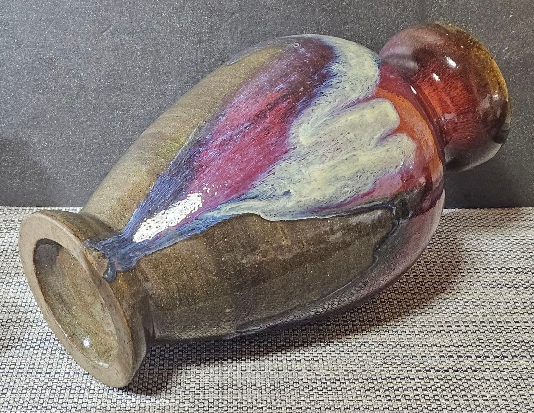 【時代古作品❗】【名品❗】中国古陶磁 明代〜清代頃　 鈞窯　紫紅釉　澱青釉　大瓶