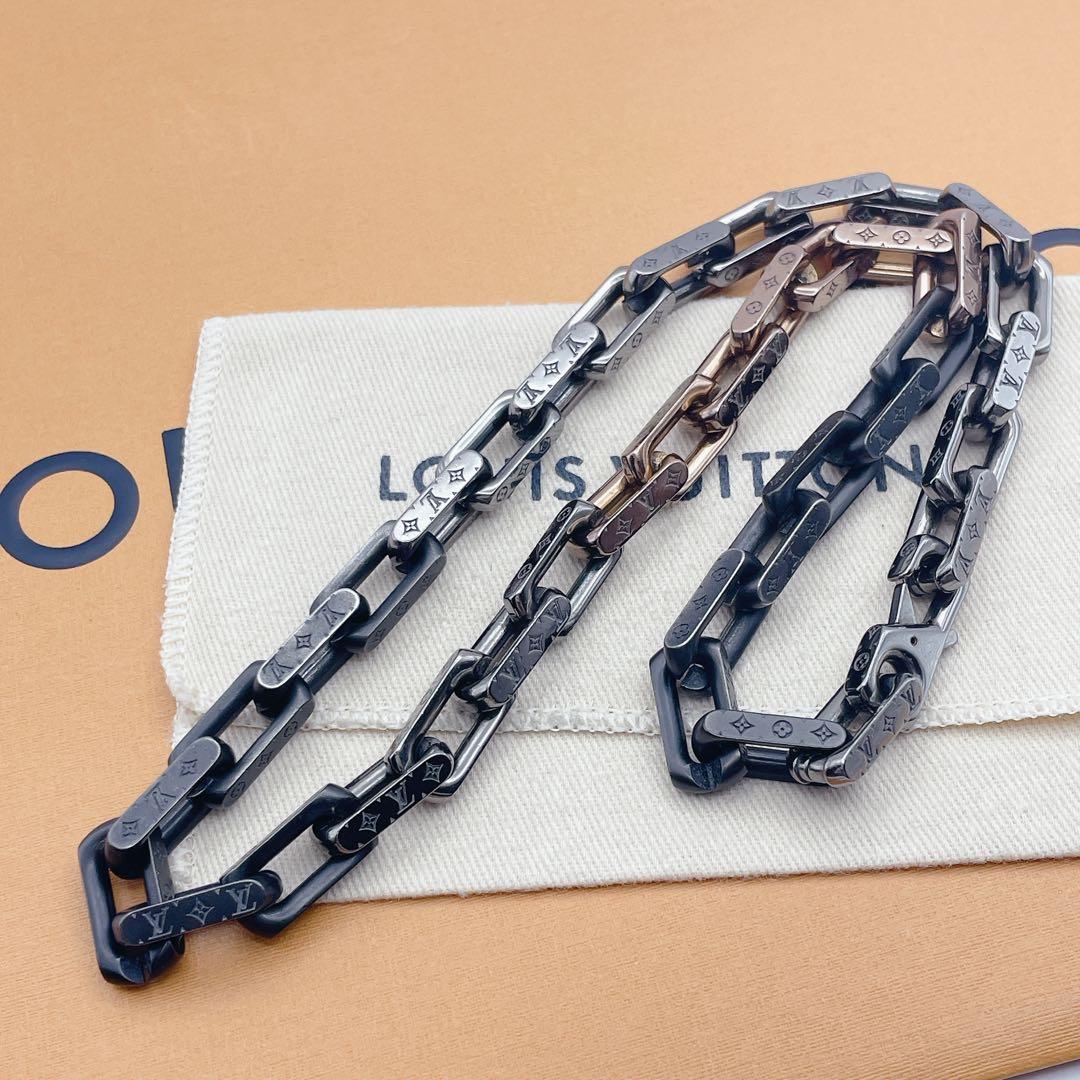 LOUIS VUITTON コリエ　チェーン　ネックレス　モノグラム　ブラック