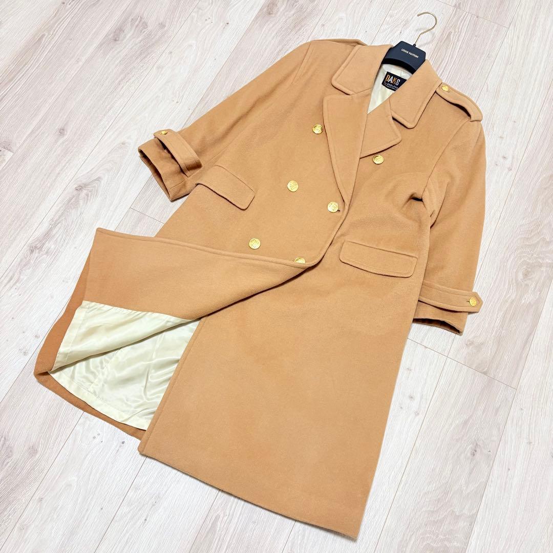【希少】美品 ダックス カシミヤ混ロングコート 金釦 エポレット キャメル　M